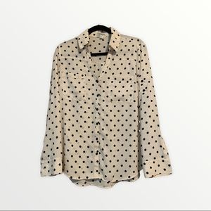 Express The Portofino Shirt Off White and Black Polka Dots
